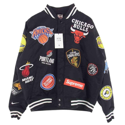 Supreme シュプリーム 18SS NIKE ナイキ NBA Teams Warm-Up Jacket チームワッペン ウォームアップ ブルゾン ジャケット ブラック系 M【中古】