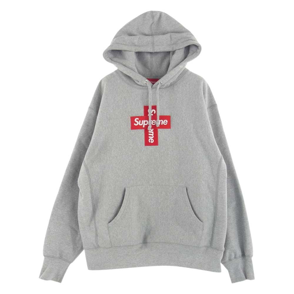 Supreme シュプリーム 20AW Cross Box Logo Hooded Sweatshirt クロスボックスロゴ プルオーバー パーカー フーディ グレー系 M【中古】