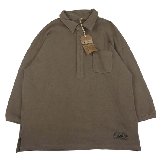 TENDERLOIN テンダーロイン MOSS STITCH 3/4 POLO モス ステッチ バックロゴ刺繍 ポロシャツ ブラウン系 L【美品】【中古】