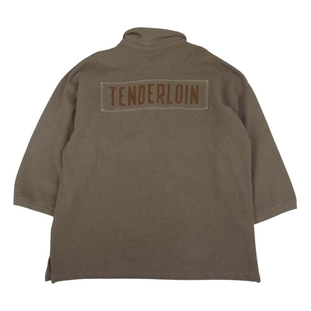TENDERLOIN テンダーロイン MOSS STITCH 3/4 POLO モス ステッチ バックロゴ刺繍 ポロシャツ ブラウン系 L【美品】【中古】