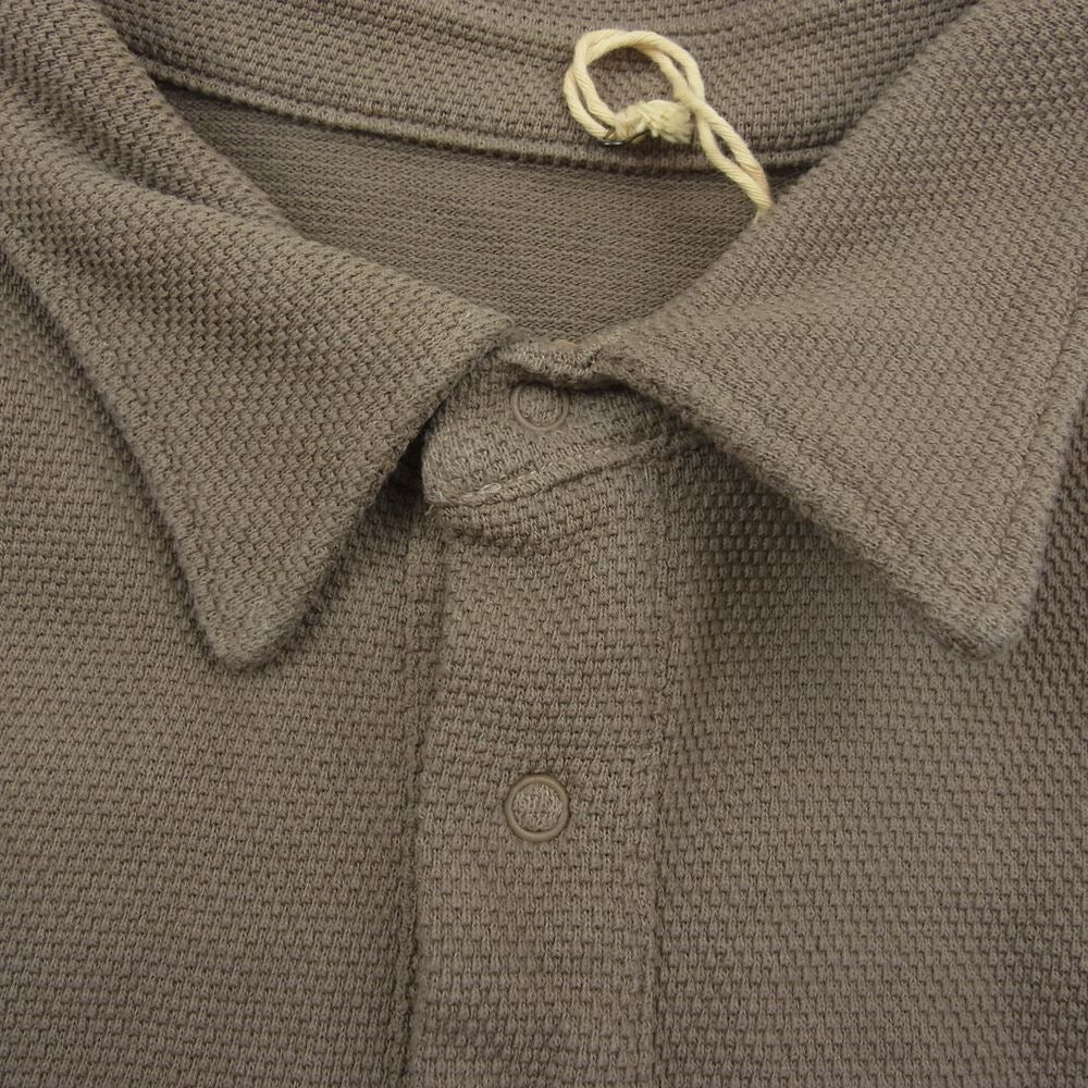 TENDERLOIN テンダーロイン MOSS STITCH 3/4 POLO モス ステッチ バックロゴ刺繍 ポロシャツ ブラウン系 L【美品】【中古】