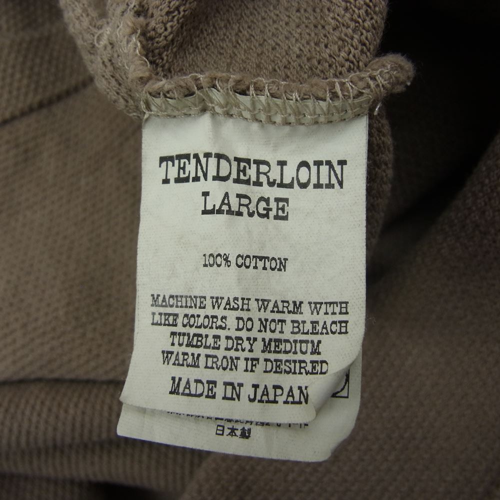 TENDERLOIN テンダーロイン MOSS STITCH 3/4 POLO モス ステッチ バックロゴ刺繍 ポロシャツ ブラウン系 L【美品】【中古】