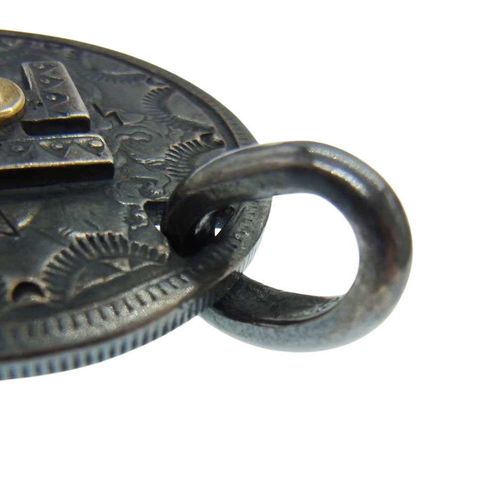 LARRY SMITH ラリースミス 13AW WESTRIDE ウエストライド K18 POINT BIRDHEAD SWASTIKA PENDANT 金メタル付き モルガン コイン スワスチカ ペンダントトップ ブラック系【中古】