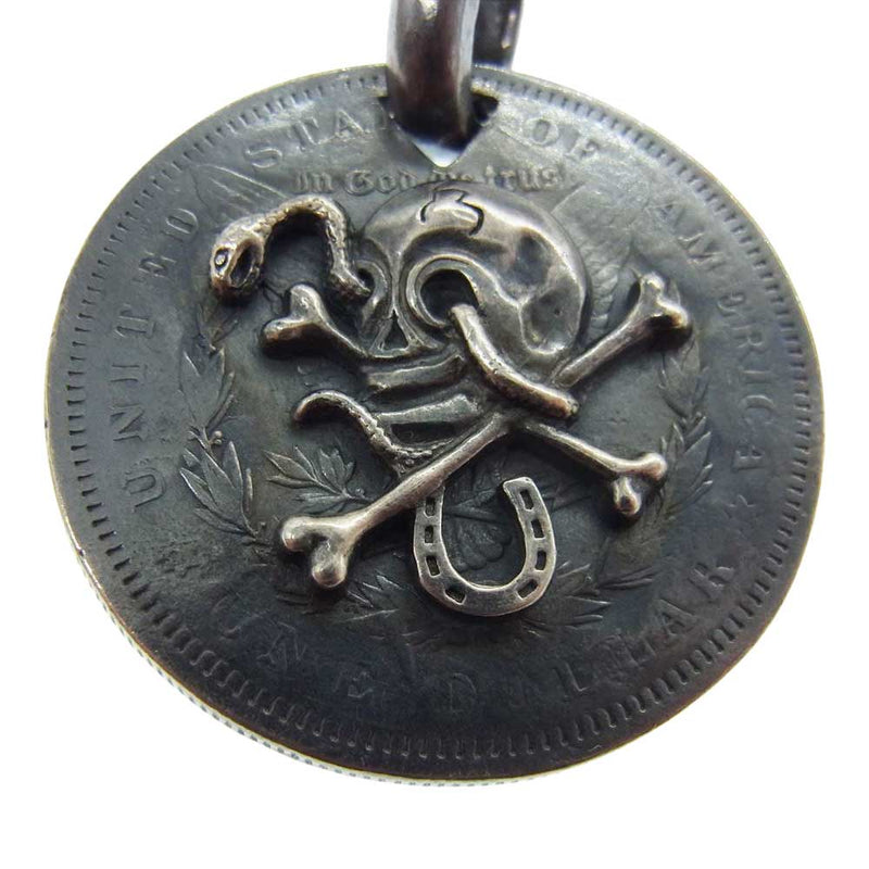 LARRY SMITH ラリースミス 13AW WESTRIDE ウエストライド K18 POINT BIRDHEAD SWASTIKA  PENDANT 金メタル付き モルガン コイン スワスチカ ペンダントトップ ブラック系【中古】