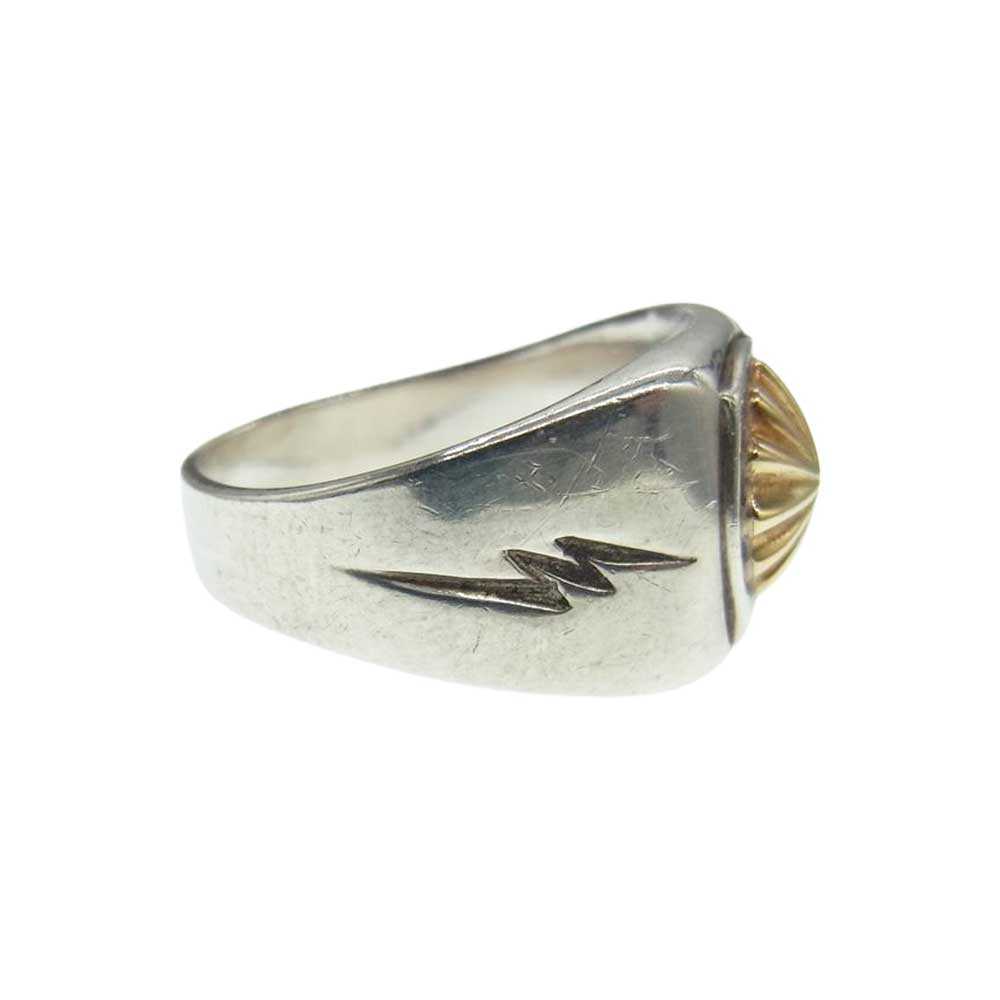 TARO WASHIMI ワシミタロウ 鷲見太郎 購入時ギャランティ付属 WSR6 K18 コンチョ付き 印台 リング シルバー系 ゴールド系 18号【中古】