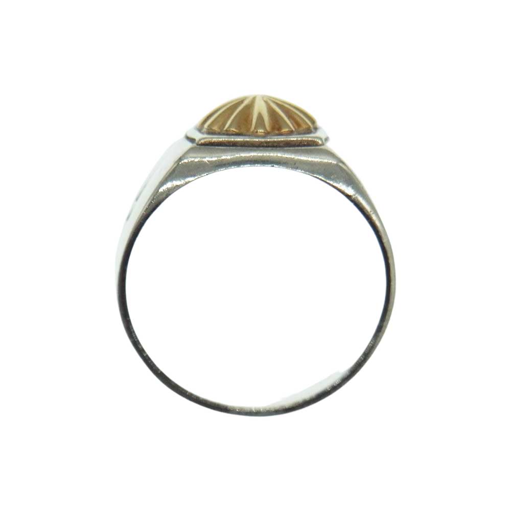 TARO WASHIMI ワシミタロウ 鷲見太郎 購入時ギャランティ付属 WSR6 K18 コンチョ付き 印台 リング シルバー系 ゴールド系 18号【中古】