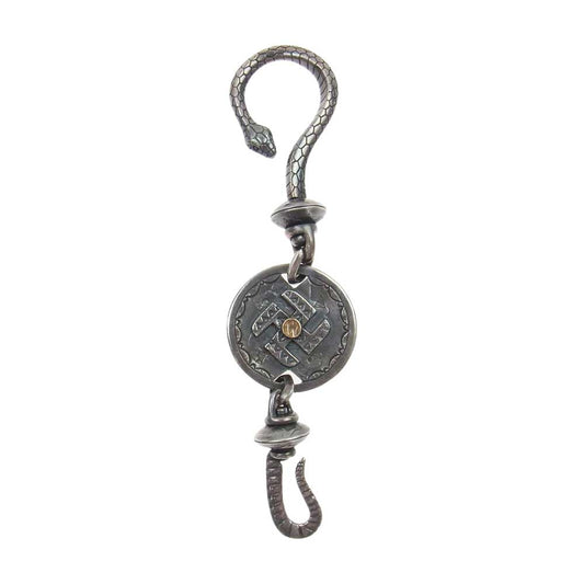 LARRY SMITH ラリースミス WESTRIDE ウエストライド K18 POINT JAWBONE SWASTIKA KEY HOOK 金メタル付き スネーク スワスチカ キーフック シルバー系【中古】