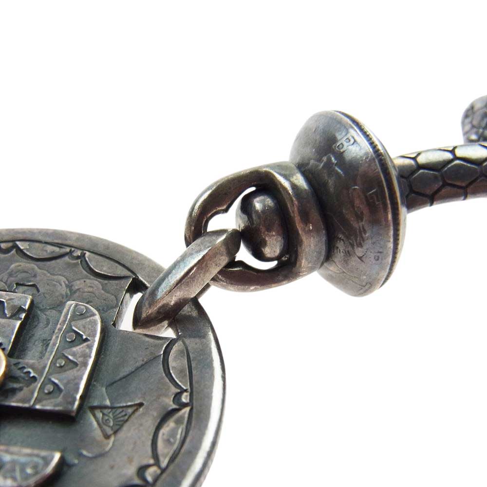 LARRY SMITH ラリースミス WESTRIDE ウエストライド K18 POINT JAWBONE SWASTIKA KEY HOOK 金メタル付き スネーク スワスチカ キーフック シルバー系【中古】