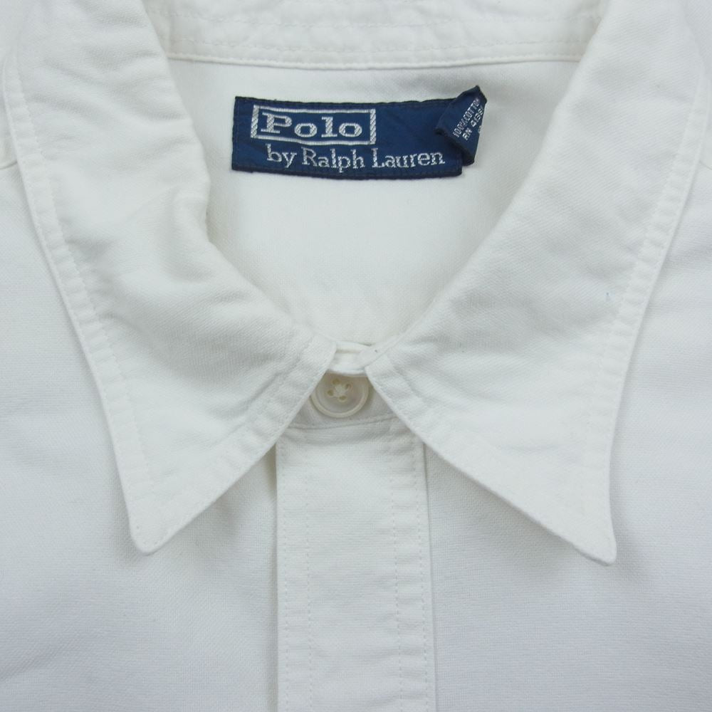 POLO RALPH LAUREN ポロ・ラルフローレン ワーク ステンシル 長袖 シャツ ホワイト系 L【中古】