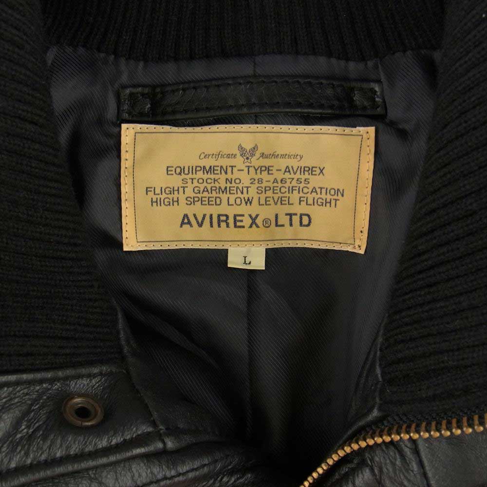 AVIREX アヴィレックス 6101030 Leather Jacket レザー ジャケット ブラック系 L【中古】
