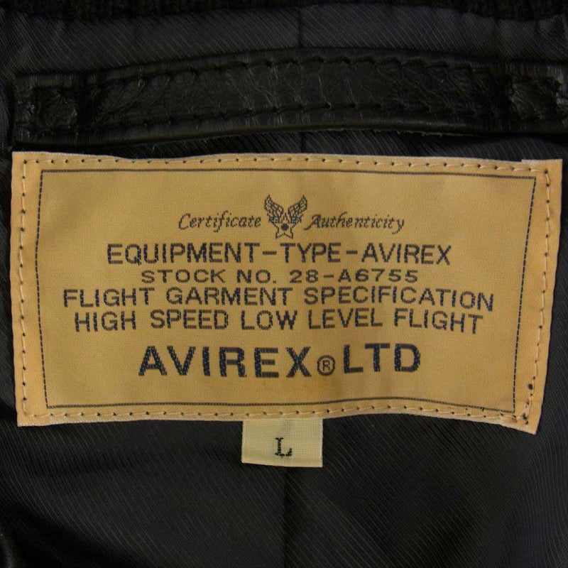 AVIREX アヴィレックス 6101030 Leather Jacket レザー ジャケット ブラック系 L【中古】