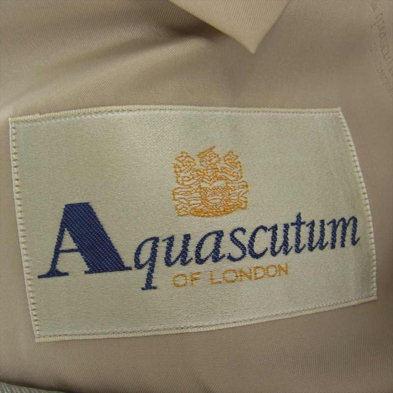 Aquascutum アクアスキュータム シルク混 ピークドラペル ロゴ釦 ダブル ジャケット グレー系 100BB5【中古】