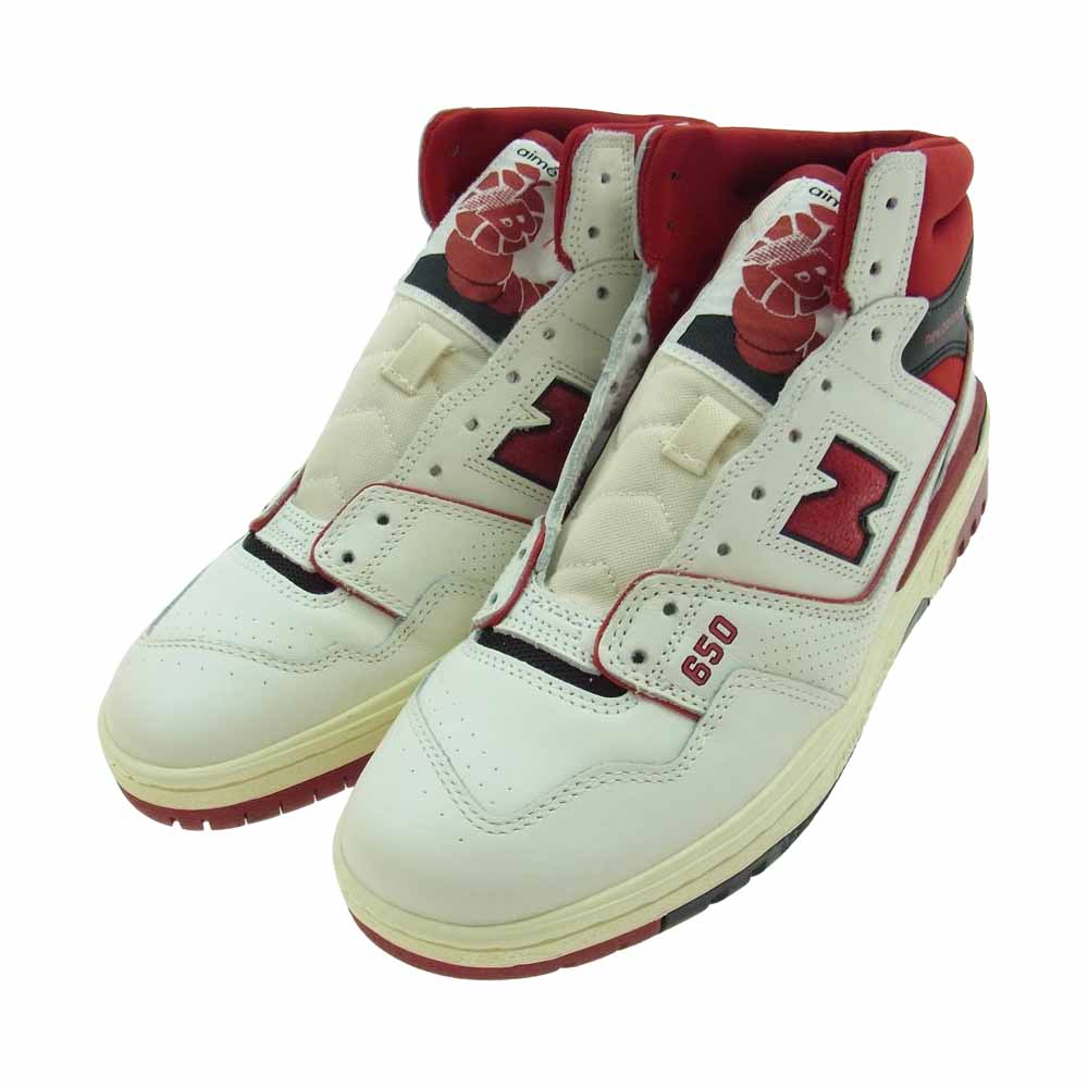 NEW BALANCE ニューバランス BB650RE1 Aim? Leon Dore エメレオンドレ 650R ハイカット スニーカー レッド系 ホワイト系 ブラック系 27.0ｃｍ【美品】【中古】