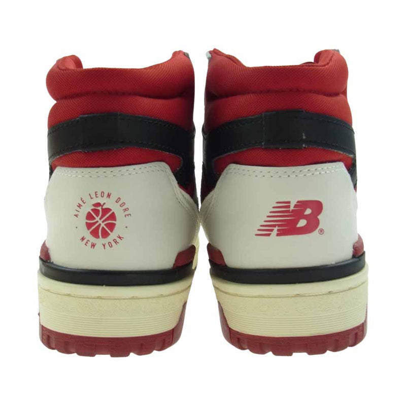 NEW BALANCE ニューバランス BB650RE1 Aim? Leon Dore エメレオンドレ 650R ハイカット スニーカー レッド系 ホワイト系 ブラック系 27.0ｃｍ【美品】【中古】