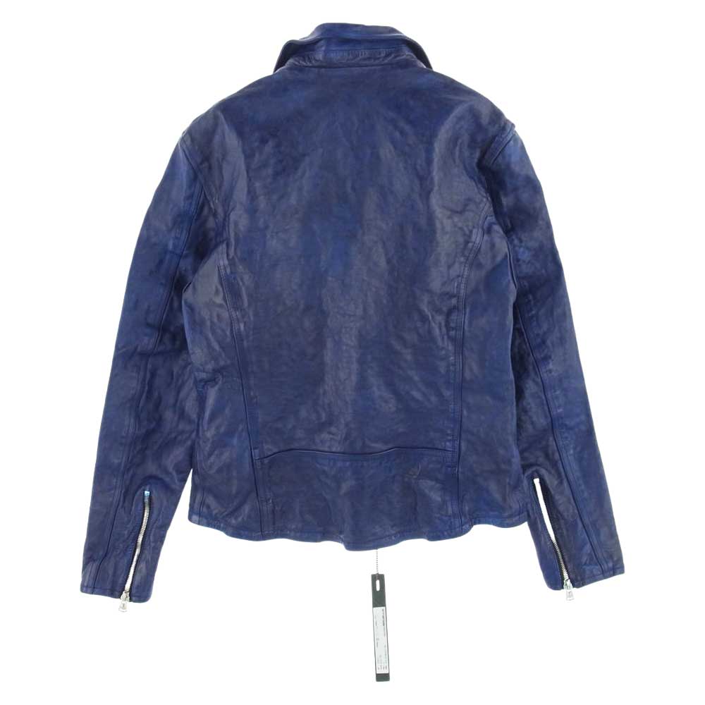 ISAMUKATAYAMA BACKLASH イサムカタヤマバックラッシュ 2035-01' JAPAN CALF GARMENT-WASH “HAND DYED” DOUBLE RIDERS ジャパンカーフ ガーメント ウォッシュ ハンド ダイ レザー ダブル ライダース ジャケット ブルー系 1【美品】【中古】