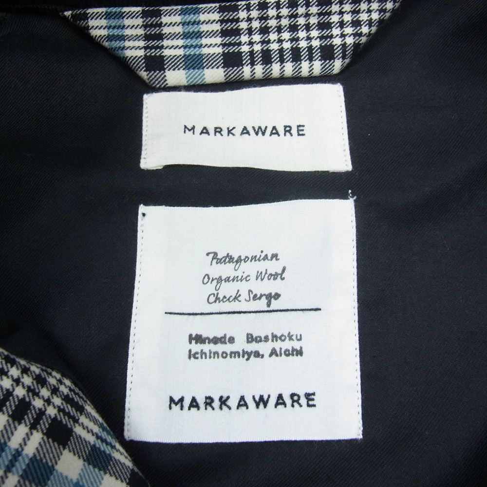 markaware マーカウェア A19C-04BL01C FIELDSMAN SHORT JACKET ORGANIC WOOL CHECK SERGE フィールズマン ショート チェック ジャケット ブラック系 1【中古】