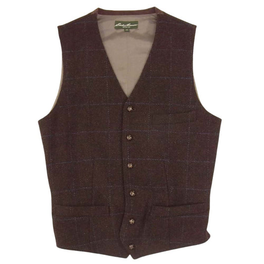 Eddie Bauer エディー・バウアー ハリスツイード くるみボタン ベスト ブラウン系 XS【中古】