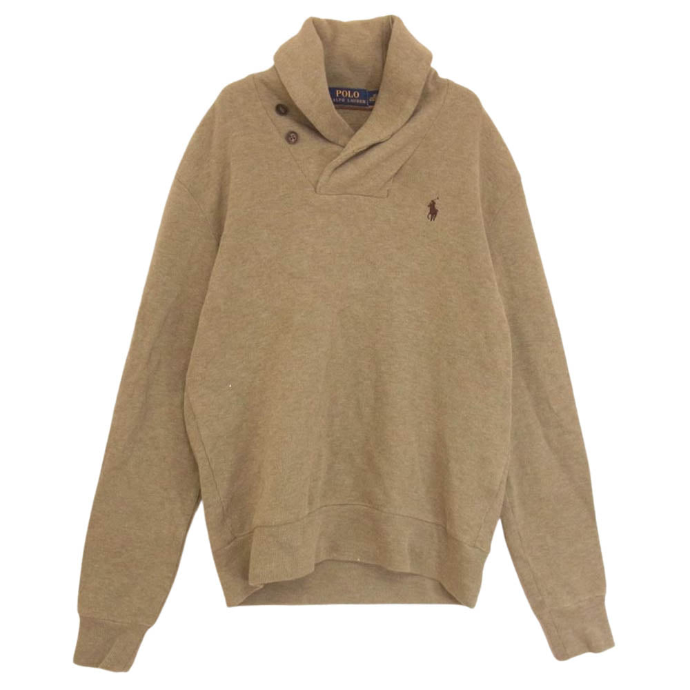 POLO RALPH LAUREN ポロ・ラルフローレン ショールカラー プルオーバー スウェット ブラウン系 XS【中古】