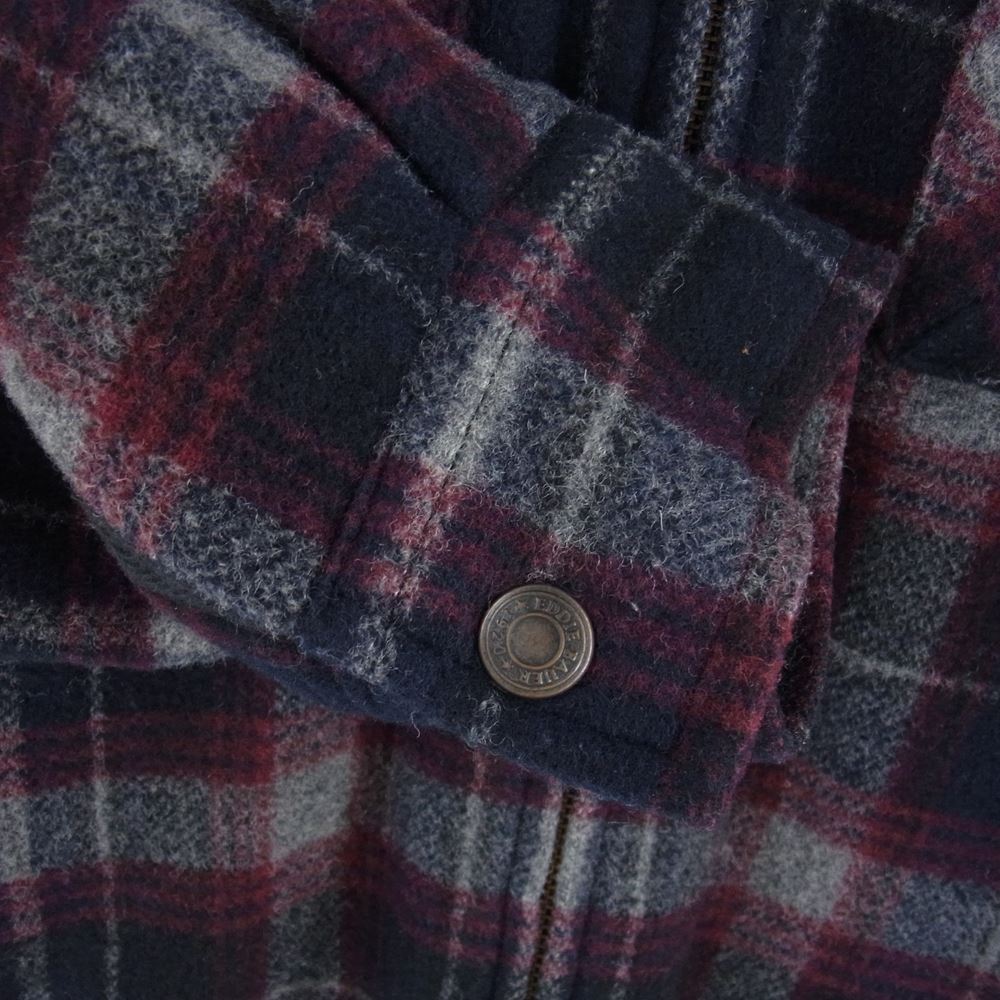 Eddie Bauer エディー・バウアー キルトライナー チェック フルジップ ブルゾン ジャケット ネイビー系 ワインレッド系 XS【中古】