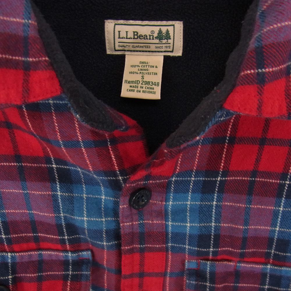 L.L.Bean エルエルビーン フリースライナー ネル チェック シャツ レッド系 S【中古】