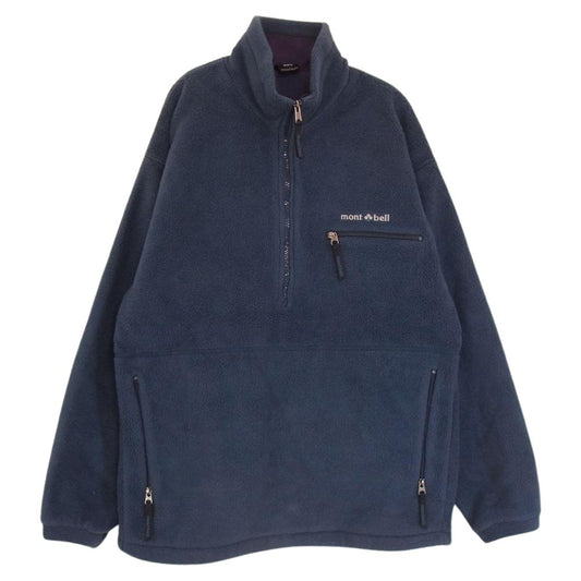 mont-bell モンベル ポーラテック クリマプラス フリース ハーフジップ プルオーバー ジャケット ネイビー系 M【中古】