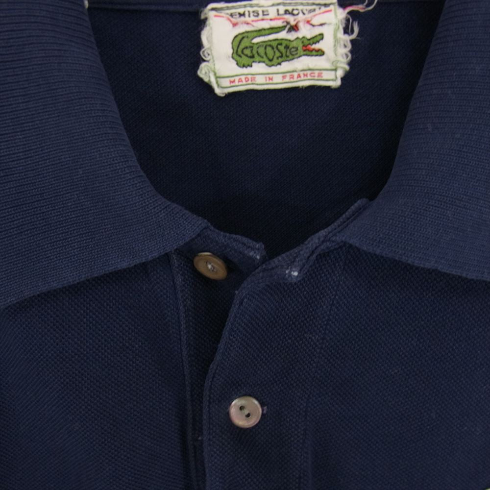 ヴィンテージ ビンテージ 70s 初期 フランス製 LACOSTE ラコステ ポロシャツ ネイビー系 サイズ表記無【中古】