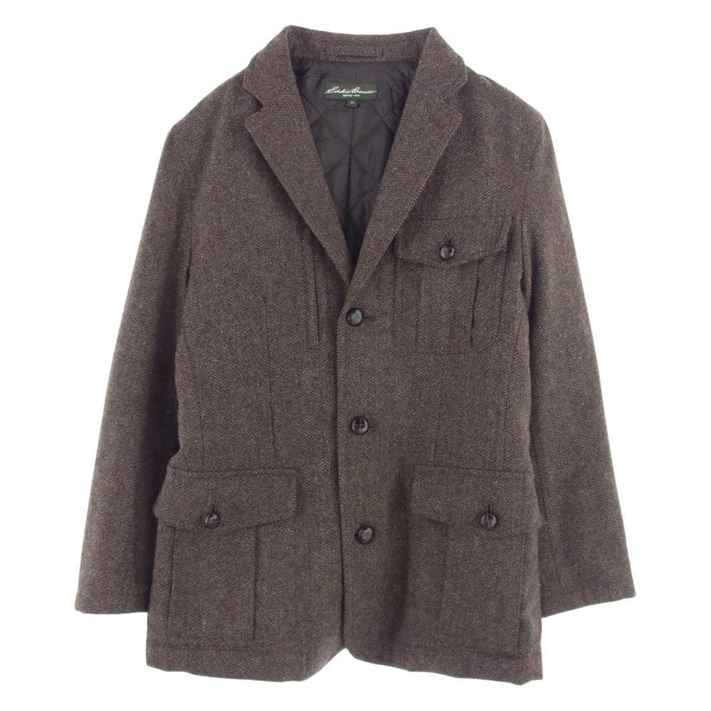 Eddie Bauer エディー・バウアー ツイード くるみボタン Thermore サーモアライナー ハンティング テーラード ジャケット ブラウン系 XS【中古】