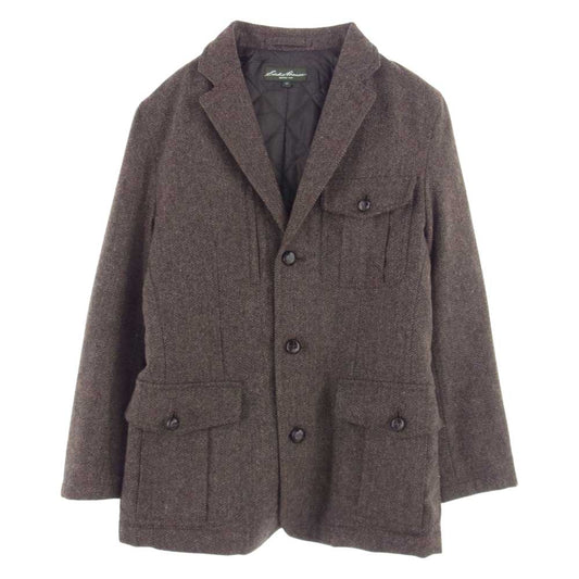 Eddie Bauer エディー・バウアー ツイード くるみボタン Thermore サーモアライナー ハンティング テーラード ジャケット ブラウン系 XS【中古】