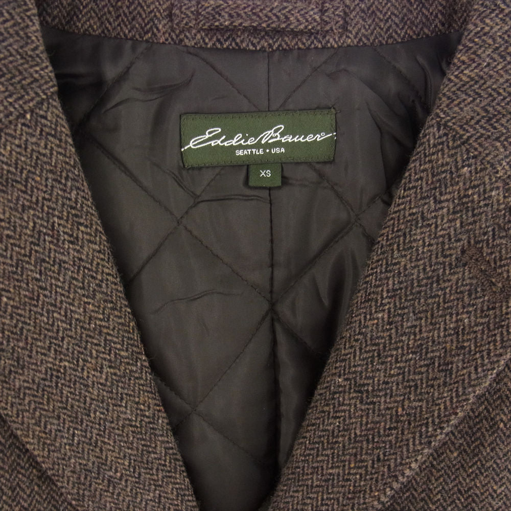 Eddie Bauer エディー・バウアー ツイード くるみボタン Thermore サーモアライナー ハンティング テーラード ジャケット ブラウン系 XS【中古】