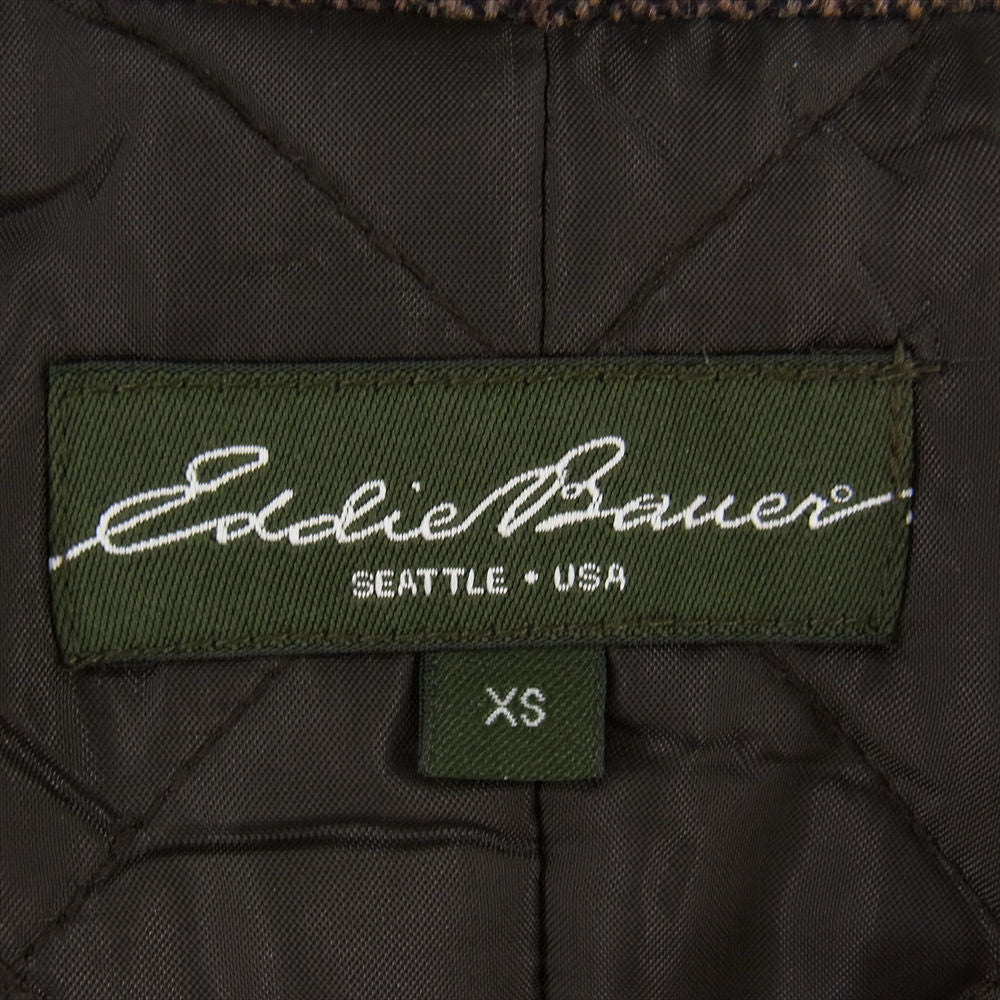 Eddie Bauer エディー・バウアー ツイード くるみボタン Thermore サーモアライナー ハンティング テーラード ジャケット ブラウン系 XS【中古】