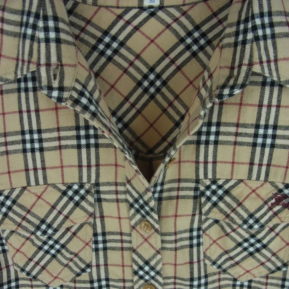 BURBERRY BLUE LABEL バーバリーブルーレーベル FEF61-526-43 ノバチェック 長袖 シャツ 日本製 ライトブラウン系 38【中古】