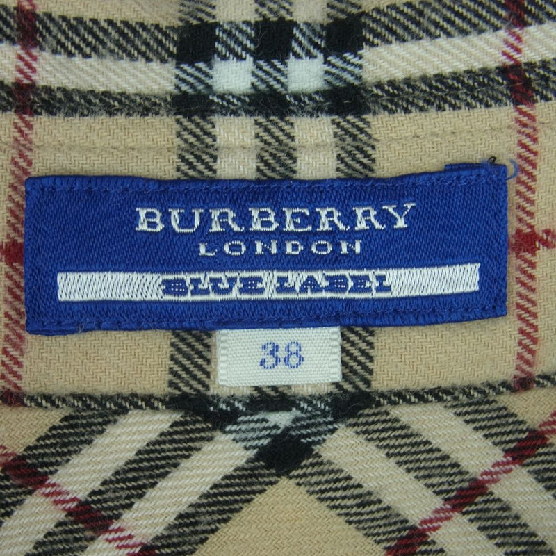 BURBERRY BLUE LABEL バーバリーブルーレーベル FEF61-526-43 ノバチェック 長袖 シャツ 日本製 ライトブラウン系 38【中古】