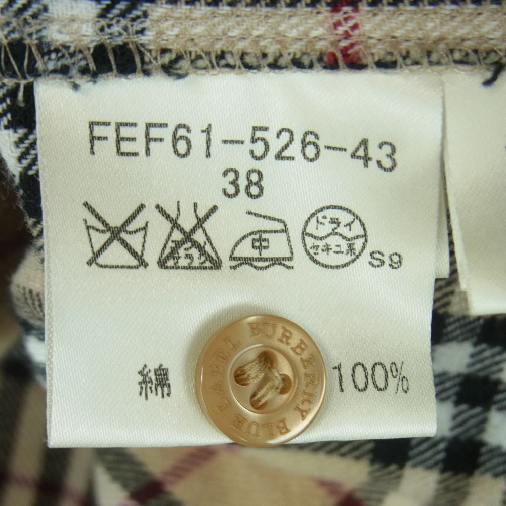 BURBERRY BLUE LABEL バーバリーブルーレーベル FEF61-526-43 ノバチェック 長袖 シャツ 日本製 ライトブラウン系 38【中古】