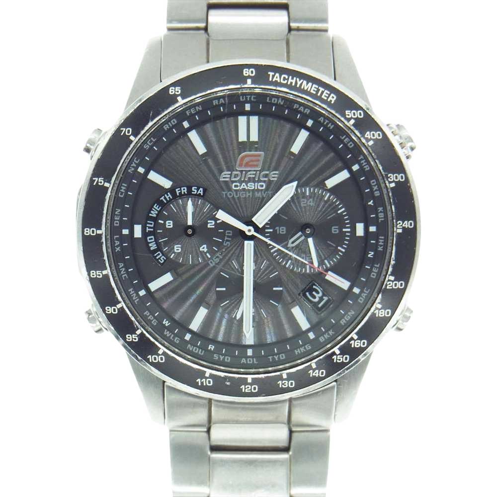 CASIO カシオ EQW-550 × EDIFICE エディフィス EQW-550D-1AJF タフソーラー 電波 時計 ブラック系 シルバー系【中古】