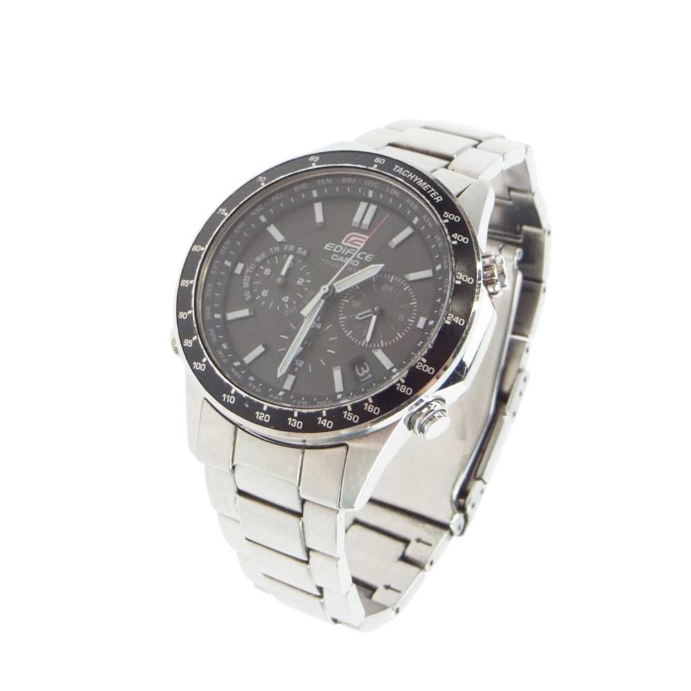 CASIO カシオ EQW-550 × EDIFICE エディフィス EQW-550D-1AJF タフソーラー 電波 時計 ブラック系 シルバー系【中古】