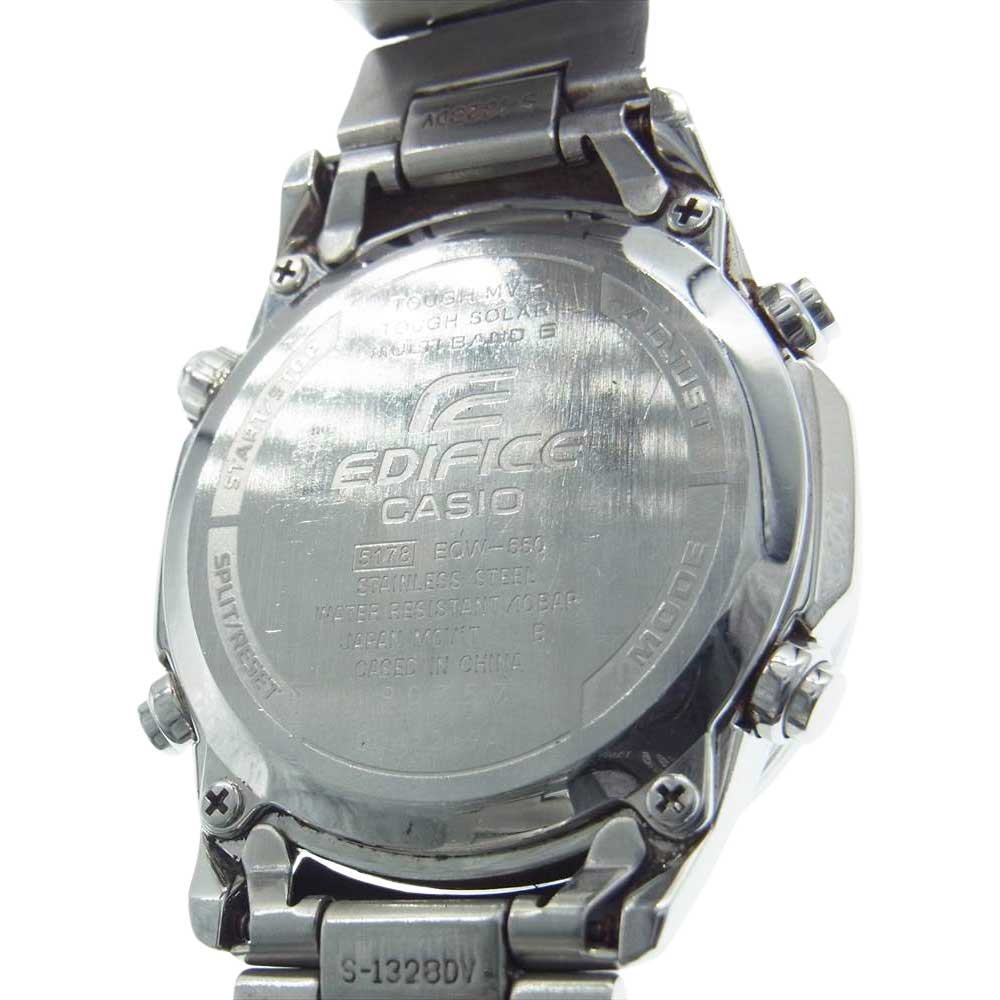 CASIO カシオ EQW-550 × EDIFICE エディフィス EQW-550D-1AJF タフソーラー 電波 時計 ブラック系 シルバー系【中古】