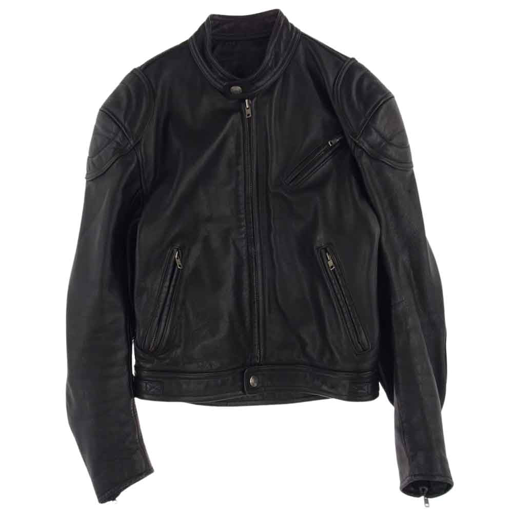 KADOYA カドヤ ショルダー エルボーパッド 付 シングル ライダース ジャケット 牛革  ブラック系 XL LL【中古】