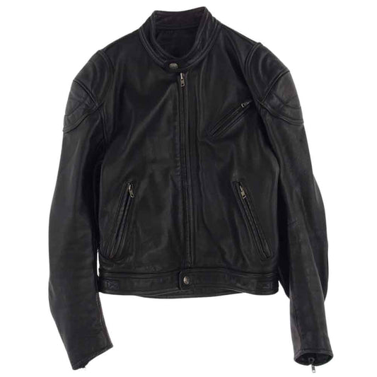 KADOYA カドヤ ショルダー エルボーパッド 付 シングル ライダース ジャケット 牛革  ブラック系 XL LL【中古】