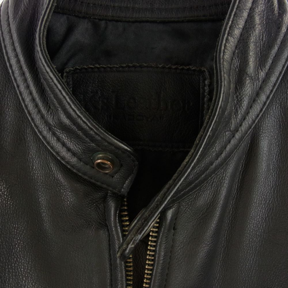 KADOYA カドヤ ショルダー エルボーパッド 付 シングル ライダース ジャケット 牛革  ブラック系 XL LL【中古】