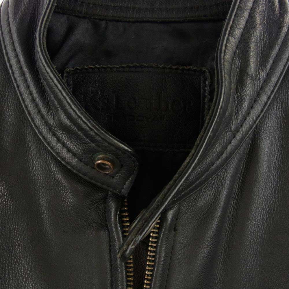 KADOYA カドヤ ショルダー エルボーパッド 付 シングル ライダース ジャケット 牛革  ブラック系 XL LL【中古】