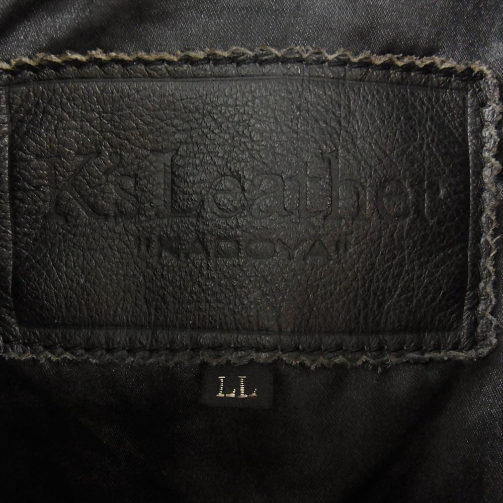 KADOYA カドヤ ショルダー エルボーパッド 付 シングル ライダース ジャケット 牛革  ブラック系 XL LL【中古】