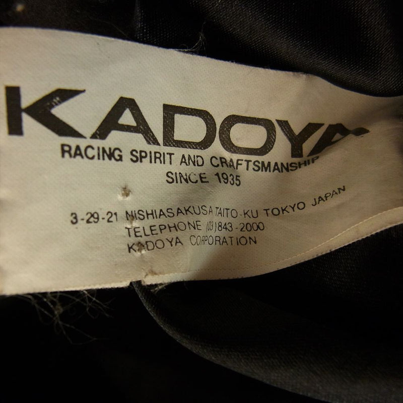 KADOYA カドヤ ショルダー エルボーパッド 付 シングル ライダース ジャケット 牛革  ブラック系 XL LL【中古】