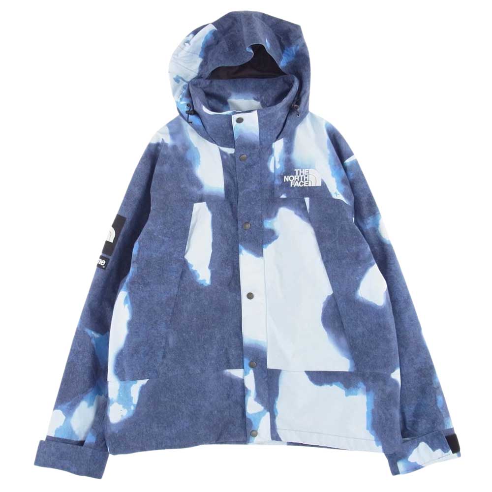 Supreme シュプリーム 21AW THE NORTH FACE ノースフェイス Bleached Denim Print Mountain Jacket ブリーチ デニム マウンテンジャケット パーカー ブルー系 L【中古】
