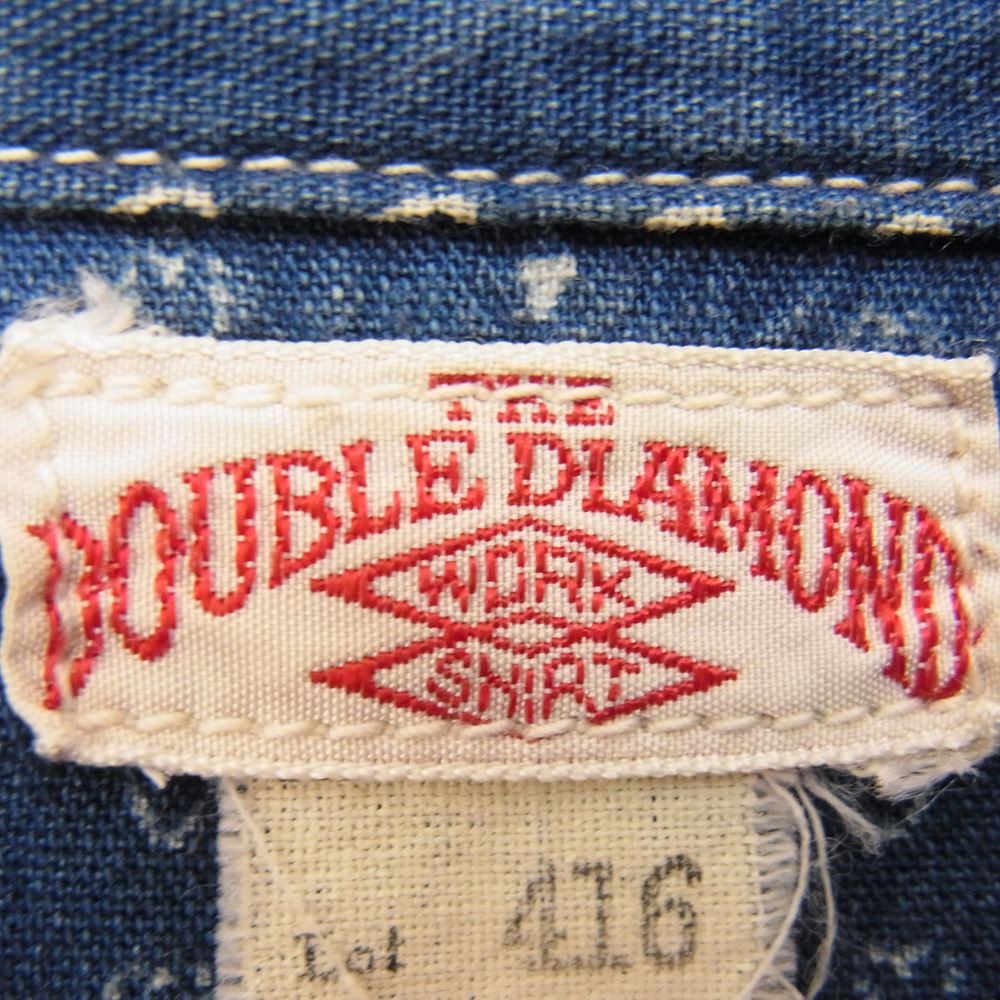 The REAL McCOY'S ザリアルマッコイズ DOUBLE DIAMOND ハート ウォバッシュ ワークシャツ インディゴ 長袖 シャツ  ブルー系 15【中古】