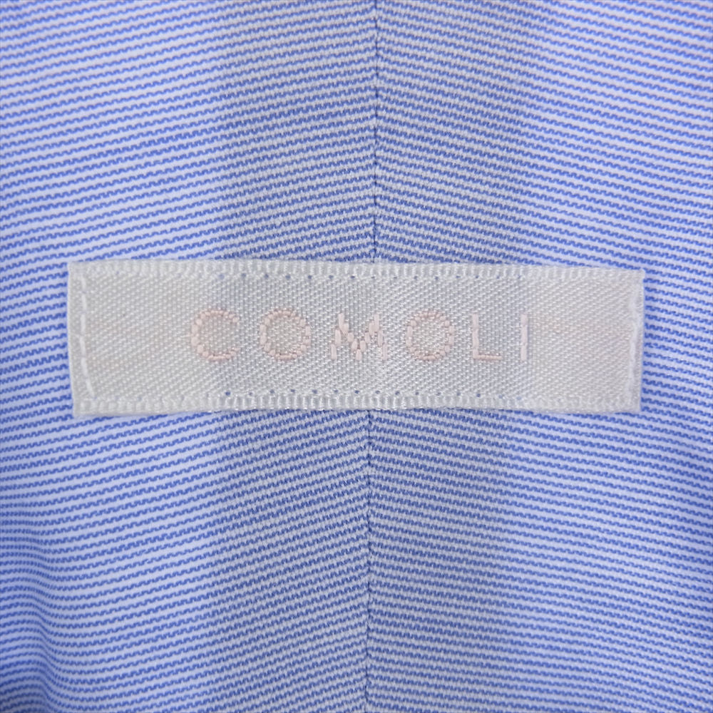 COMOLI コモリ 22AW W03-02001 新型コモリシャツ SAX STRIPE サックス