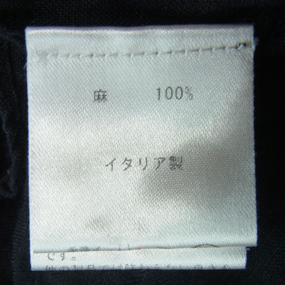 FINAMORE フィナモレ コットンリネン 麻 半袖 オープンカラー シャツ イタリア製 黒に近いダークネイビー系 14.5【中古】