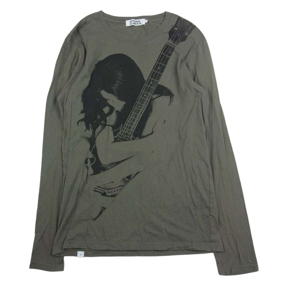 HYSTERIC GLAMOUR ヒステリックグラマー ギターガール プリント ロンT 長袖Tシャツ  カーキ系 S【中古】