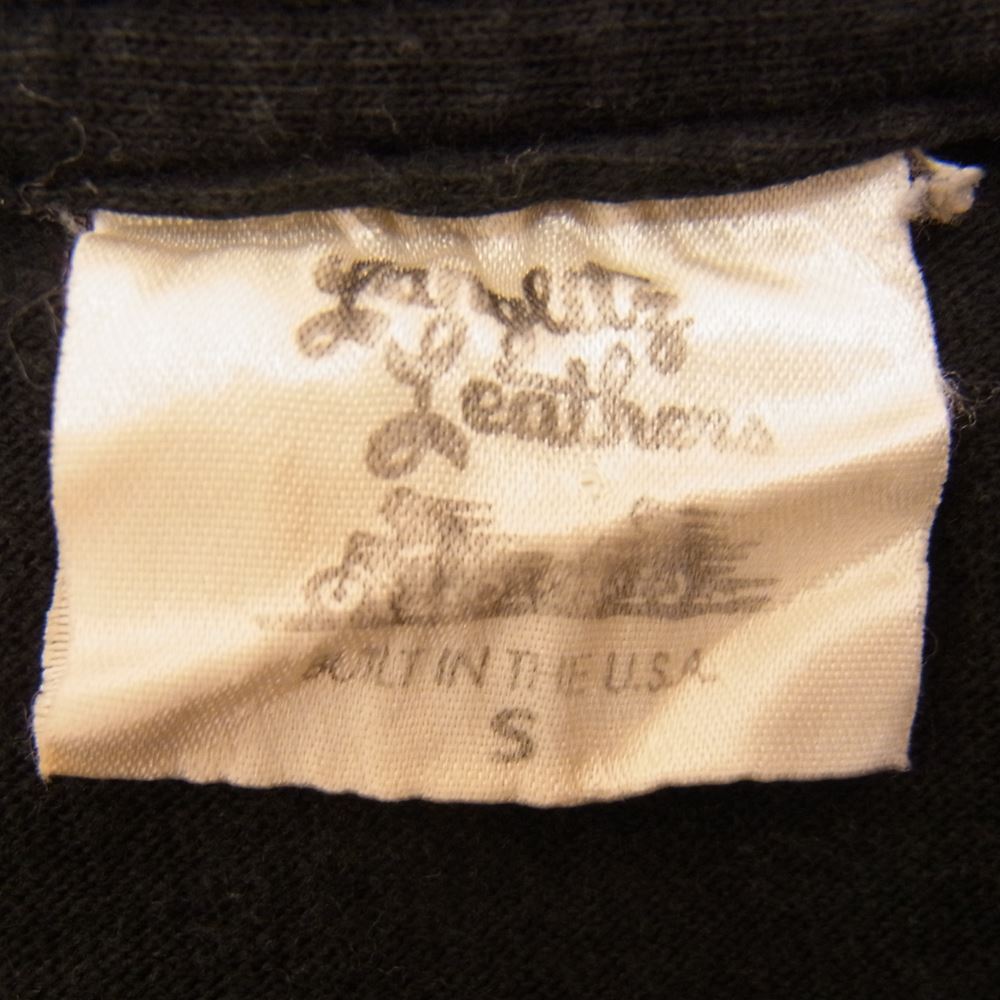 LANGLITZ LEATHERS ラングリッツレザーズ Cut and Sewn ロゴ プリント クルーネック ロンT 長袖 Tシャツ ブラック系 S【中古】