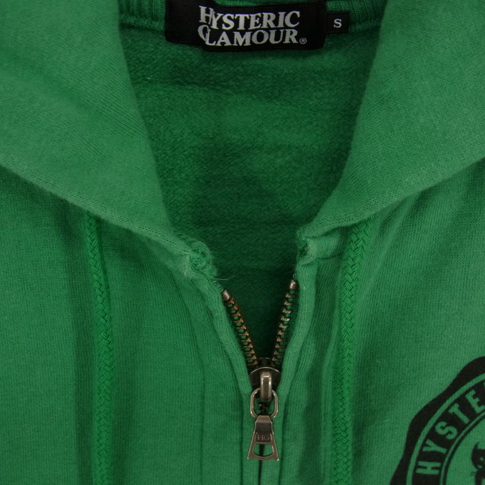 HYSTERIC GLAMOUR ヒステリックグラマー  4CF-1691  ガール プリント ジップ スウェット パーカー グリーン系 S【中古】