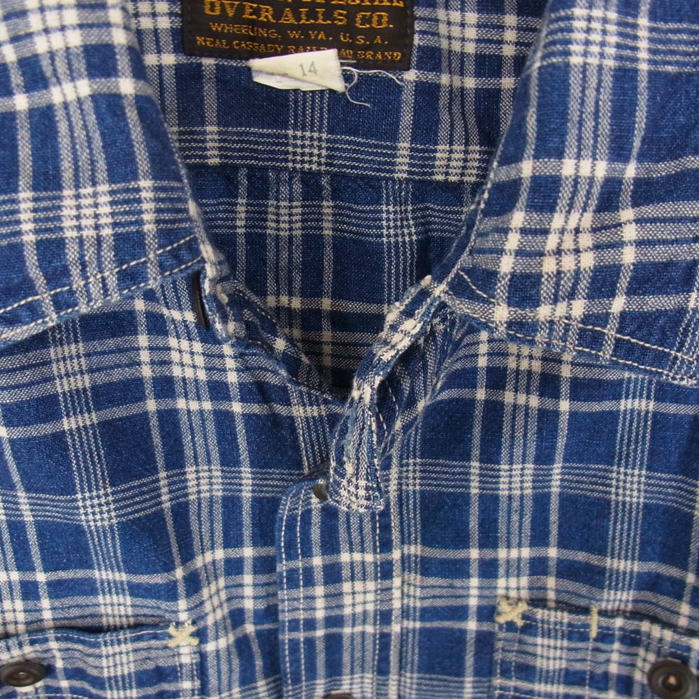 FREEWHEELERS フリーホイーラーズ The UNION SPECIAL OVERALLS ユニオンスペシャルオーバーオールズ 長袖 チェック シャツ マチ付 ネイビー系 14【中古】